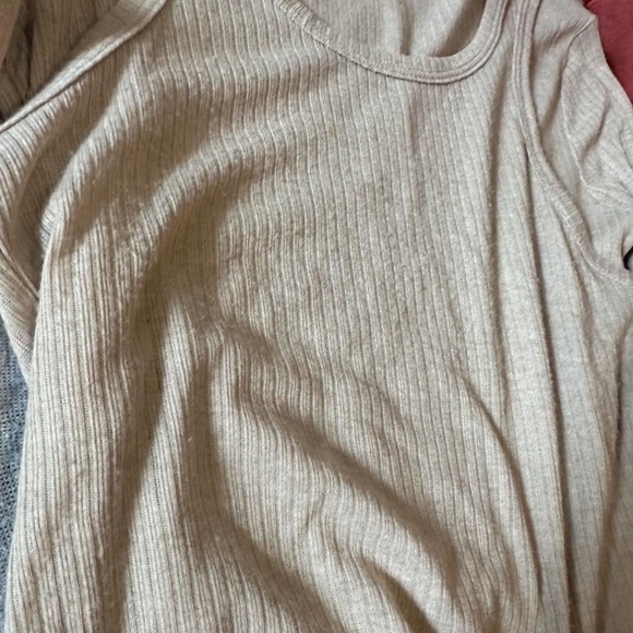 Adanola Cream Layered Tan Fitted Long Sleeve T-Shirt - Picture 4 of 4